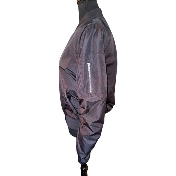 Black Flight Bomber Jacket By Inso Collection L Grunge City Goth Biker Zip Quilt - Picture 3 of 11